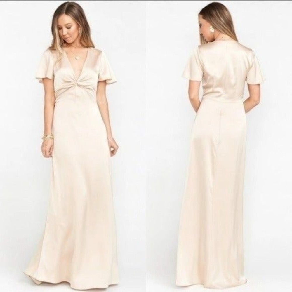 NWOT Show Your MuMu Rome Twist Gown champagne Satin luxe